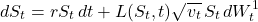 \[dS_t = rS_t\,dt + L(S_t,t)\sqrt{v_t}\,S_t\,dW_t^1\]