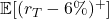 \mathbb{E}[(r_T - 6\%)^+]