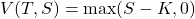 \[V(T, S) = \max(S - K, 0)\]