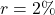 r = 2\%