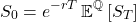 \[S_0 = e^{-rT}\, \mathbb{E}^{\mathbb{Q}}\left[S_T\right]\]