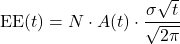 \[\text{EE}(t) = N \cdot A(t) \cdot \frac{\sigma \sqrt{t}}{\sqrt{2\pi}}\]
