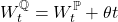 \[W_t^{\mathbb{Q}} = W_t^{\mathbb{P}} + \theta t\]