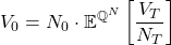 \[V_0 = N_0 \cdot \mathbb{E}^{\mathbb{Q}^N}\left[\frac{V_T}{N_T}\right]\]